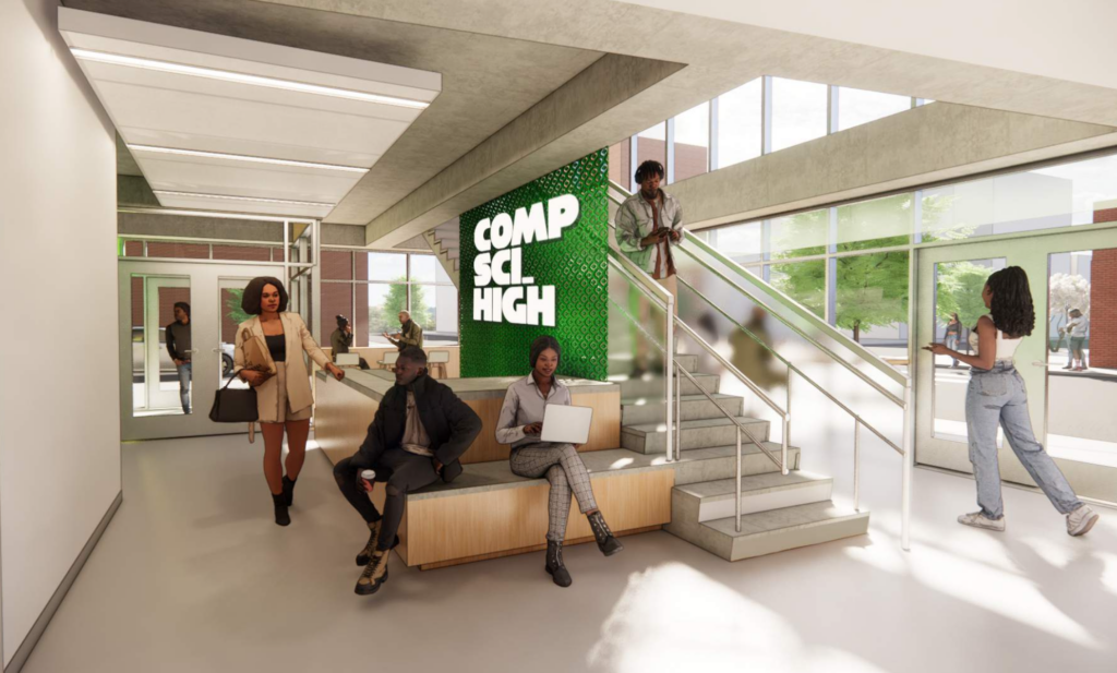 Rendering of Comp Sci High, courtesy of Civic Builders